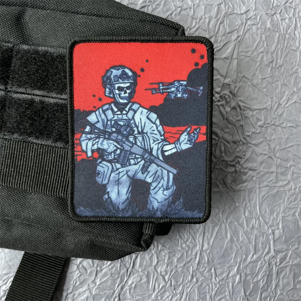 Cerberus parche con estampado de lobo de tres cabezas, gancho y bucle, soldados de drones rusos, parches tácticos militares, mochila - imagen 5
