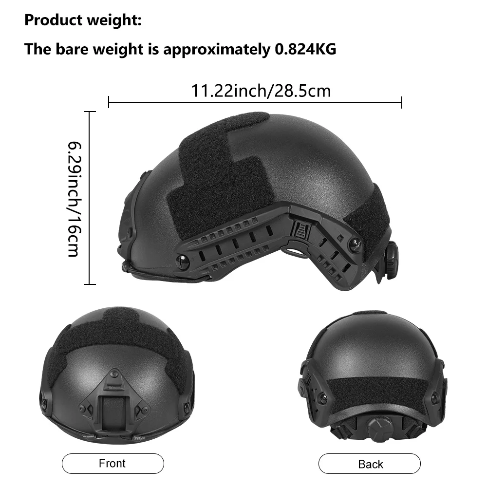 BOOIU-casco táctico rápido de gran tamaño, ABS, pistola de aire para exteriores, equipo de protección CS, cascos antidisturbios, casco protector para montar - imagen 3