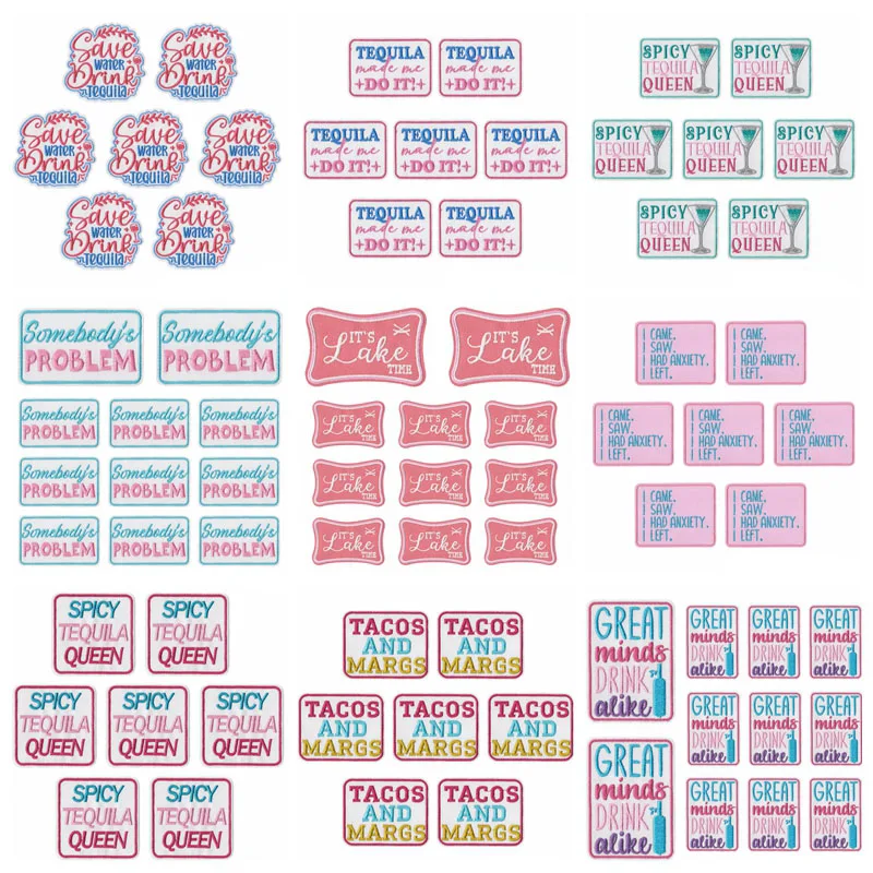 10 unids/lote apliques de frases de letras parches para planchar en ropa parches bordados de vaquero para pegatinas de ropa insignias fusibles DIY - imagen 2