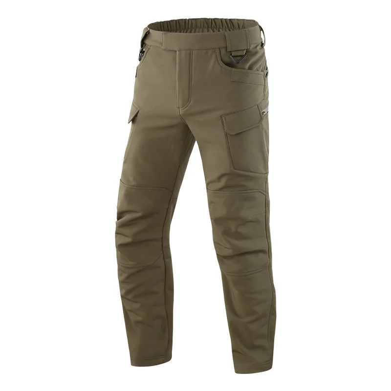 Pantalones térmicos de terciopelo de invierno para hombre, pantalones tácticos de camuflaje elásticos, pantalones completos de esquí y ciclismo a prueba de viento y agua suave - imagen 5