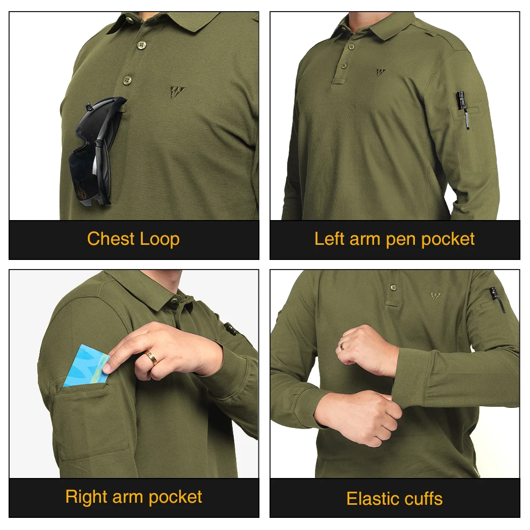 IDOGEAR camisa táctica de manga larga camisa de solapa Material SORONA transpirable deportes de senderismo Top 3117 - imagen 5