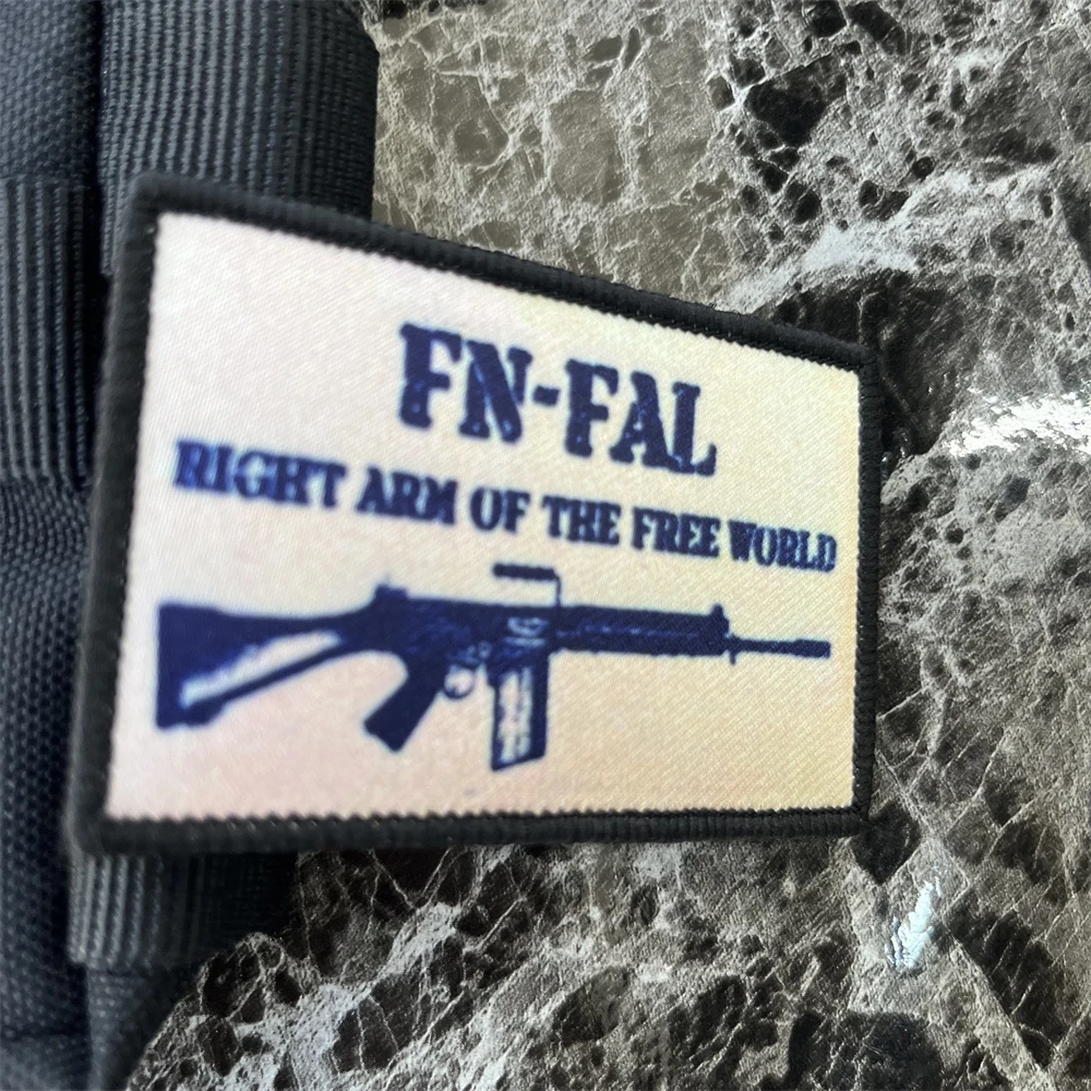 FN FAL-Parches de insignia de Moral del brazo derecho del mundo libre, brazalete táctico del ejército militar, pegatina de mochila con estampado de gancho y bucle - imagen 3