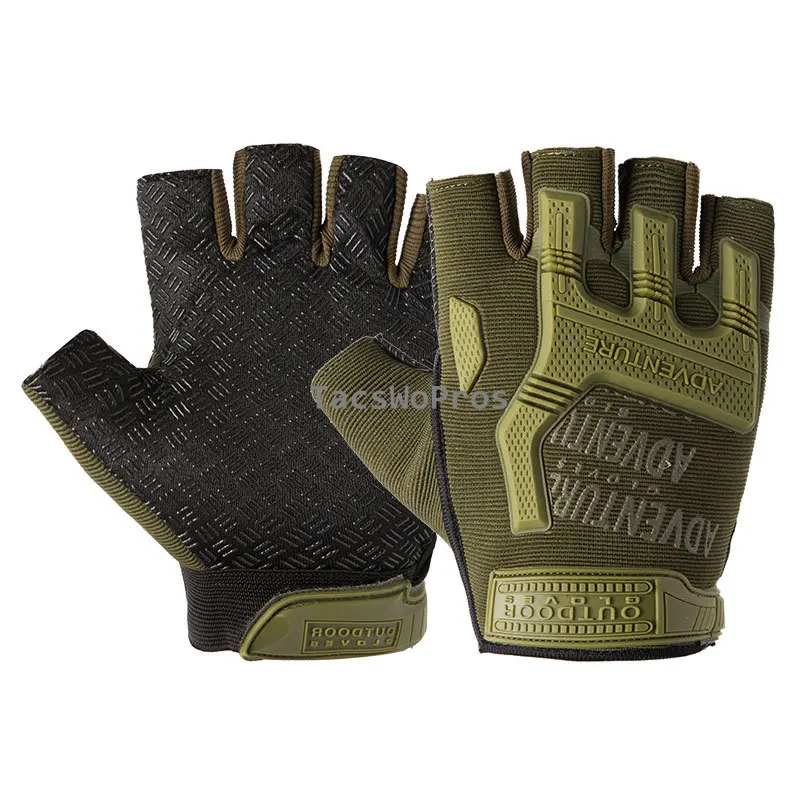 Guantes de combate táctico de medio dedo, antideslizantes, caza, senderismo, deportes al aire libre, protección Airsoft, tiro, sin dedos - imagen 2
