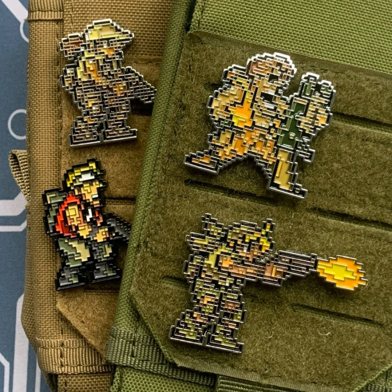 Parches de velcro para ropa, insignia de Moral de contra Metal, estilo de píxeles de mosaico, Parche de personajes de juegos Arcade King, brazalete de mochila - imagen 2