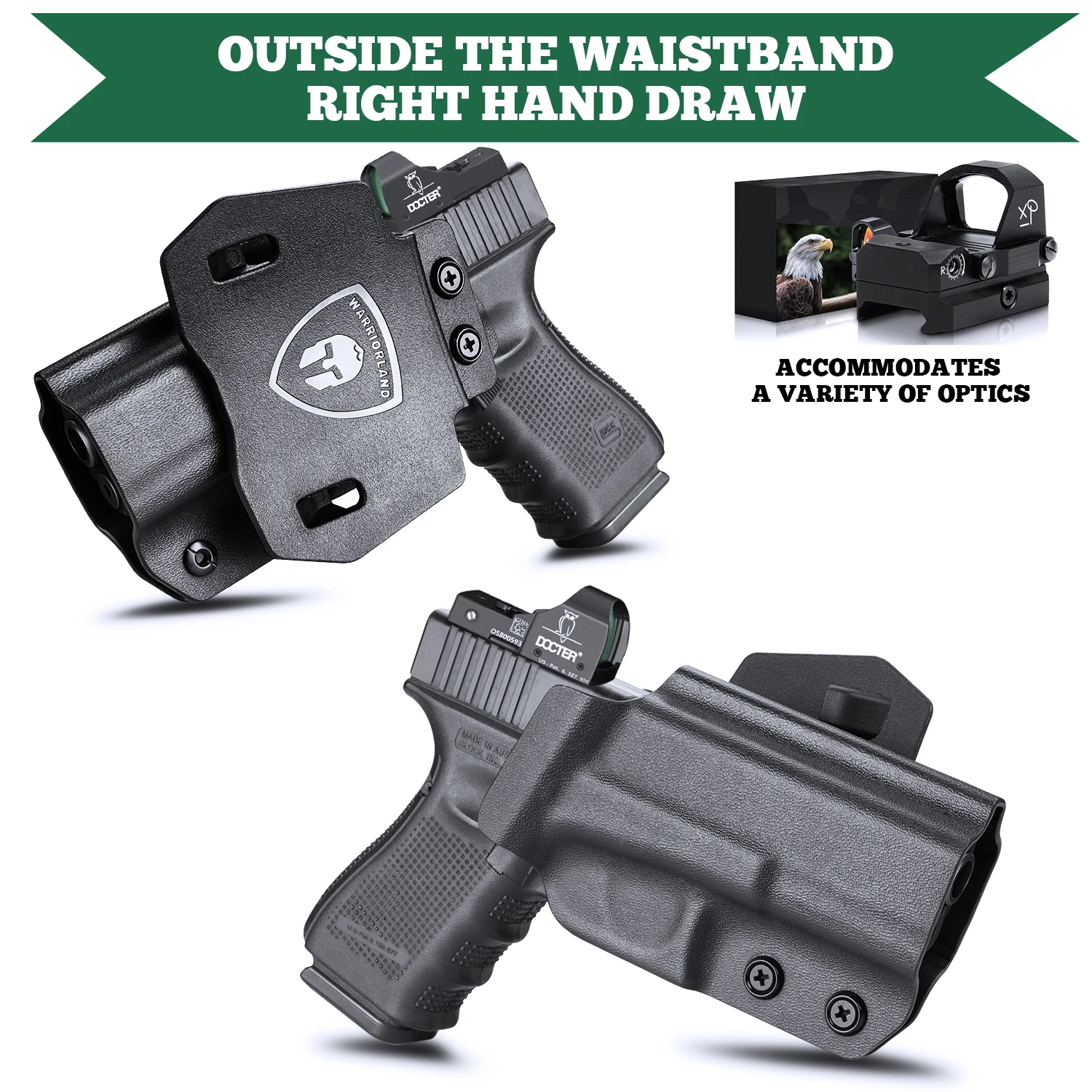 Sólo para Glock G17/G19/G19X/G26/G32/G44/G45 Gen(1-5), fundas tácticas OWB Kydex, pretina con soporte, funda de paleta de 1,75 pulgadas - imagen 2