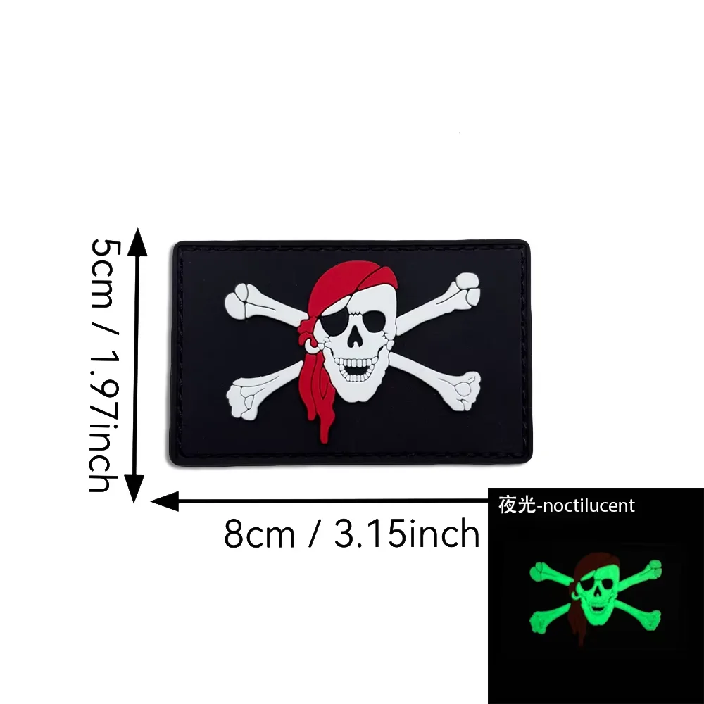 Parche con insignia de moral de calavera pirata "Jolly Roger", parches tácticos militares 3D de PVC con gancho y bucle para ropa, pegatinas para mochila - imagen 3