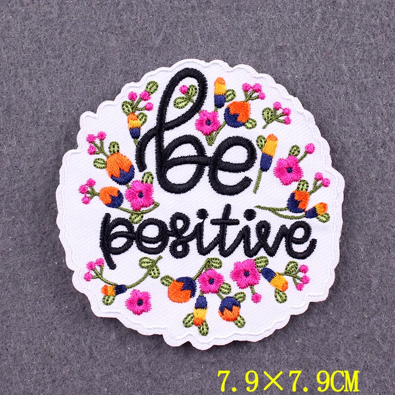 Parches de palabras positiva para ropa, pegatinas, eslogan DIY NO WAR, parche bordado para planchar en la ropa, insignias de rayas en la mochila - imagen 3