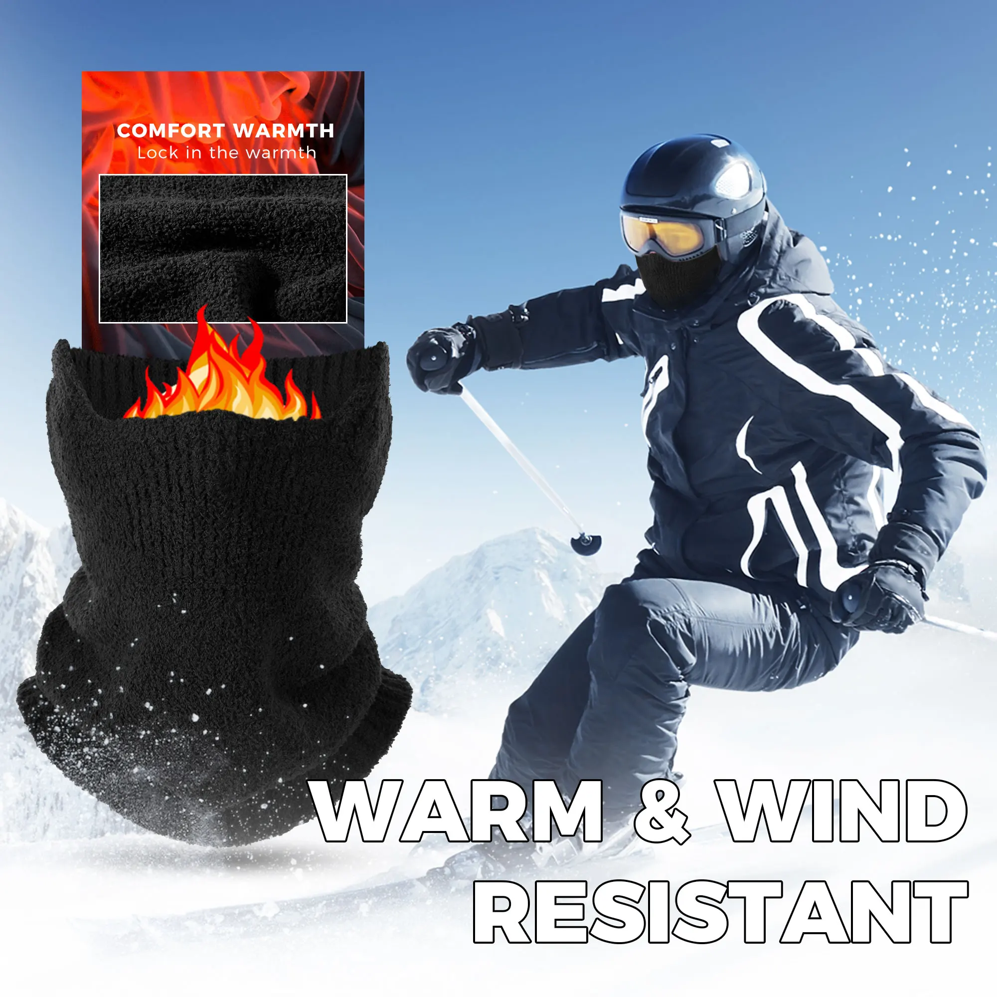 Pañuelo para esquiar en invierno, bufanda para deportes en clima frío, correr, senderismo, ciclismo, cubierta facial, máscara lavable a prueba de viento, calentador de cuello, polaina para hombres - imagen 5