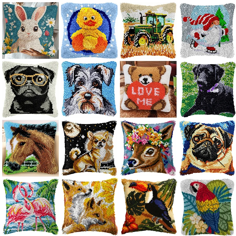 Cojín para perro Animal, paquete de botones Smyrna, Kit de gancho de pestillo para loro, bonito almohada Knopen Knooppakket Kussen para decoración de costura