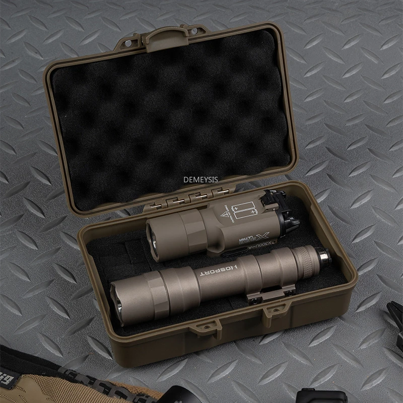 Caja de herramientas de caza al aire libre con almohadilla de esponja extraíble, caja de absorción de impacto, linterna de seguridad táctica, caja de almacenamiento de equipo láser
