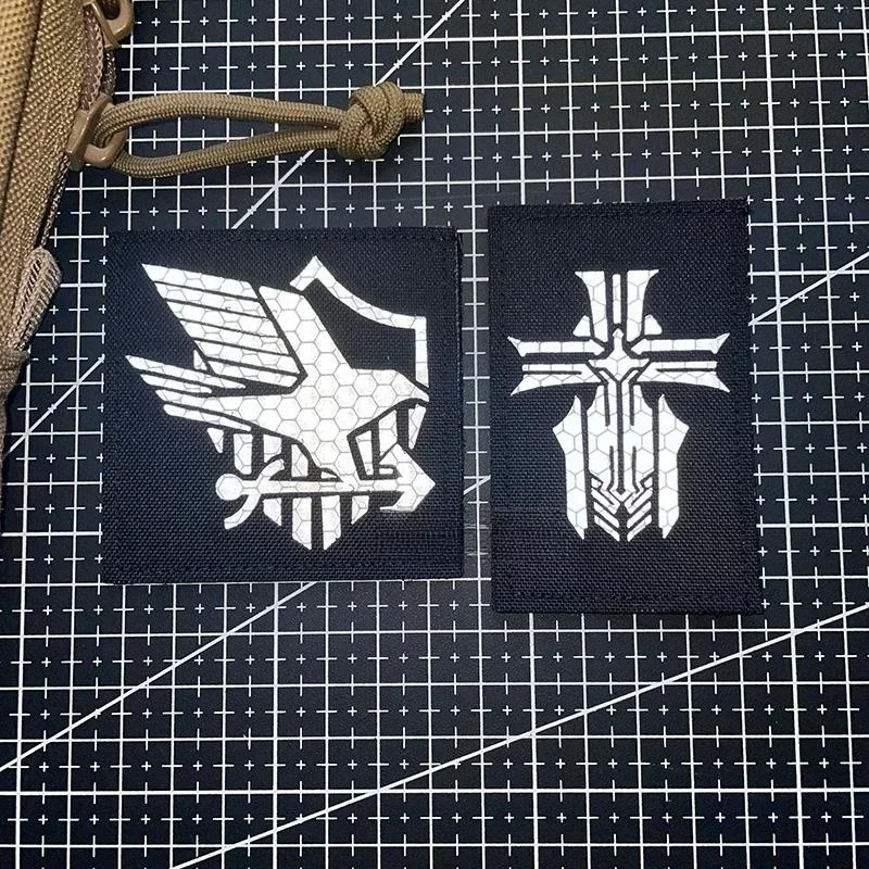 Parches bordados de archivo IR Blue, insignias reflectantes de Anime para niñas, con gancho y bucle, Henna, Trinity, para mochila - imagen 4