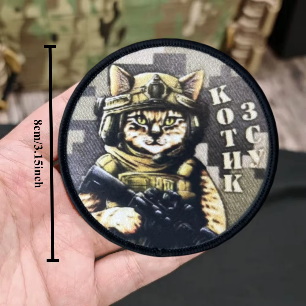 Parche táctico de moral gato luchador con velcro para mochila