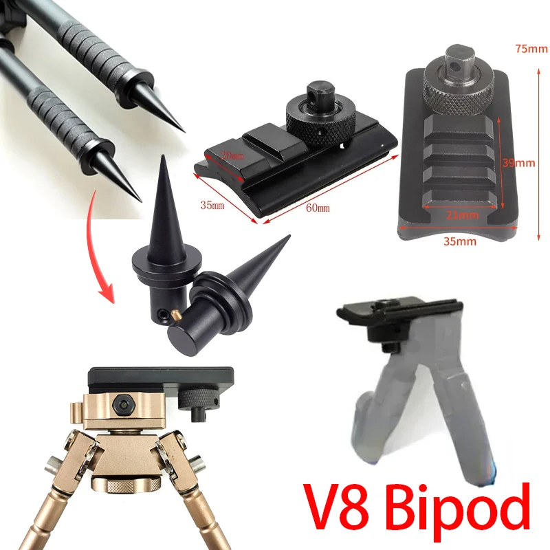 Adaptador táctico de trípode de mariposa con 3 ranuras, adaptador de bípode V8, montaje de 20mm, Base de riel Picatinny para AR15 AK47 M4 M16 - imagen 2