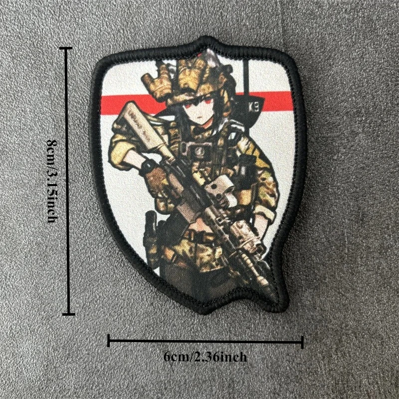 Chica de Anime táctica con parche impreso de pistola en ropa insignia de moral militar parches de gancho mochila brazalete pegatina - imagen 2