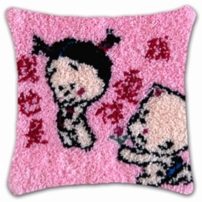 Kits de gancho de pestillo de serie romántica para esposa y marido, paquete de materiales de almohada DIY, segmento de lana gruesa, almohada bordada - imagen 5