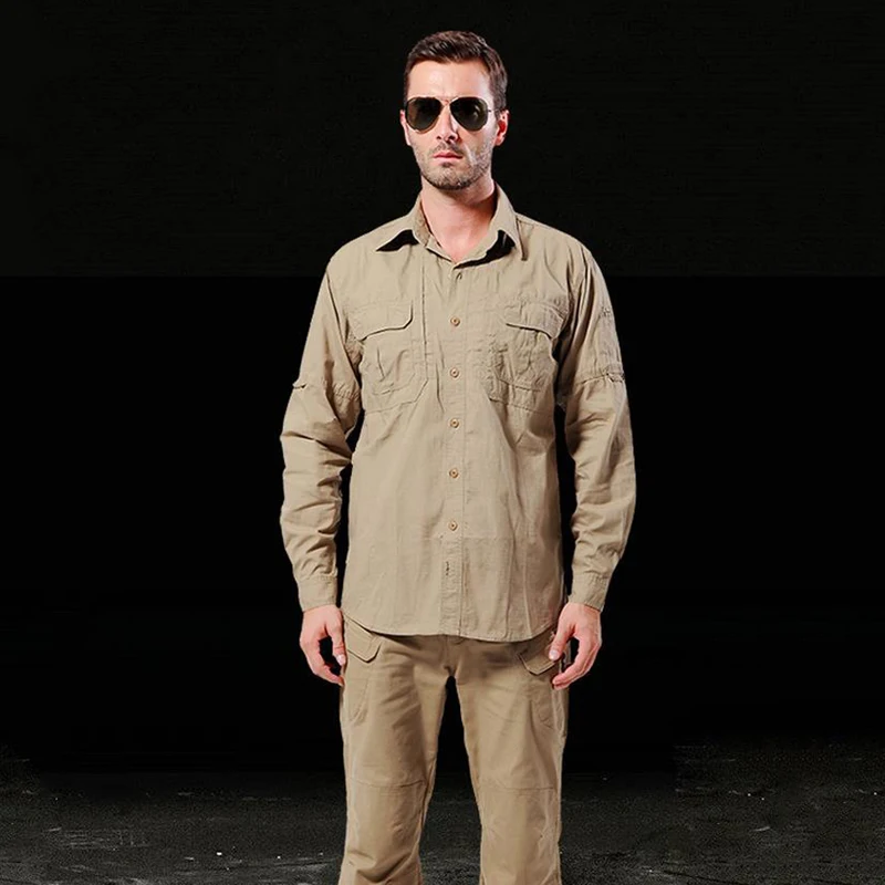 Camisa de manga larga para exteriores, camisas activas CS outdosr para hombre, diseño de primavera y otoño, marca de gran tamaño, S-XXL, calidad verde militar Ou - imagen 4