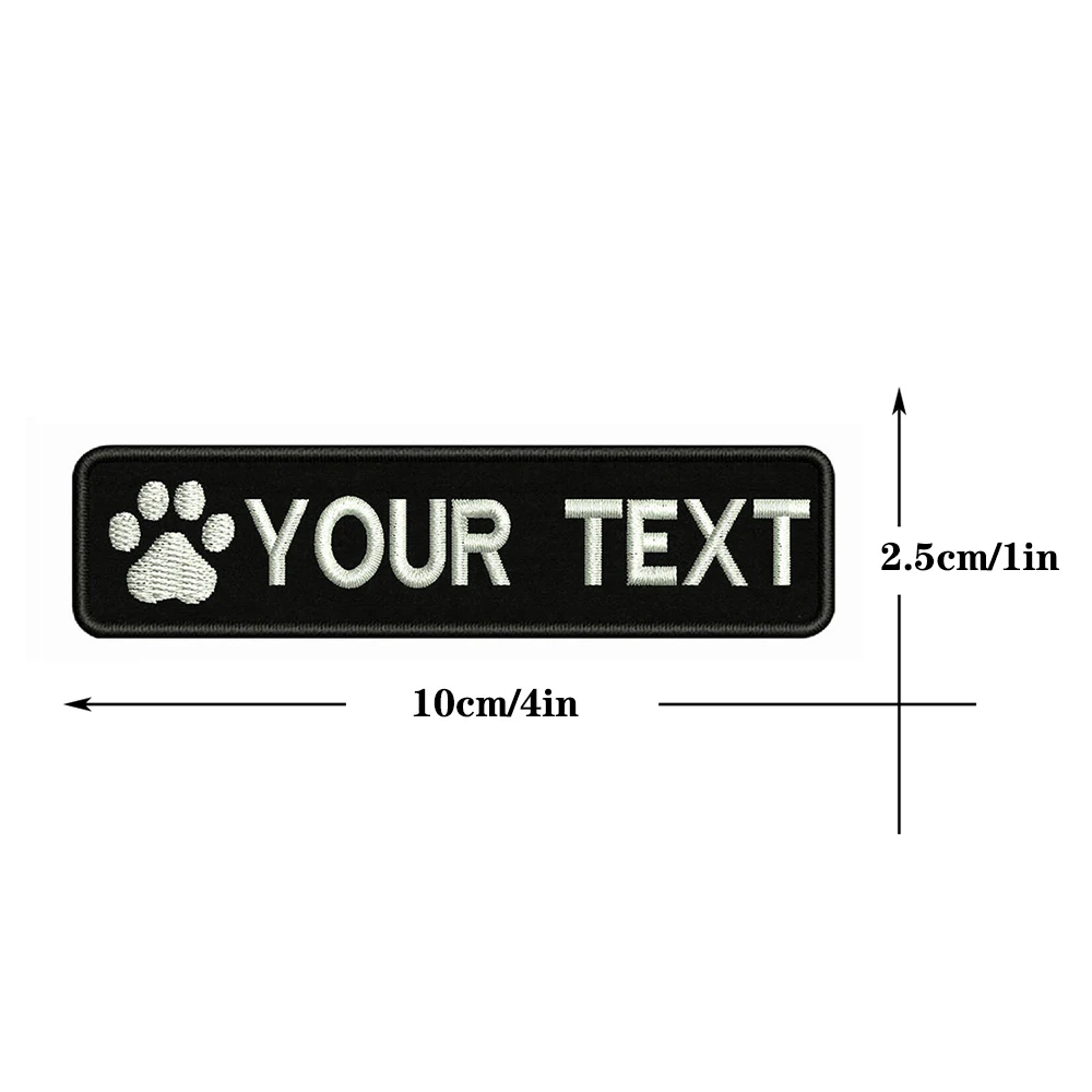 Logotipo de pata de perro, 10cm x 2,5 cm, bordado de huellas de perro, parche de nombre personalizado, insignia de rayas, parches de bucle de gancho para Collar de perro, 1 ud. - imagen 3