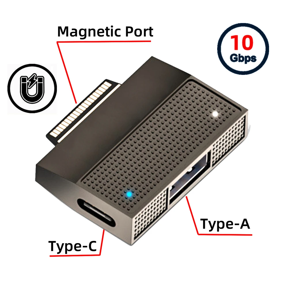 CY-Adaptador de carga magnético A USB-C tipo C y USB3.1 tipo A, datos SF531 para Surface Pro9 Pro8 Pro7 Pro6 Pro X Go Book - imagen 3