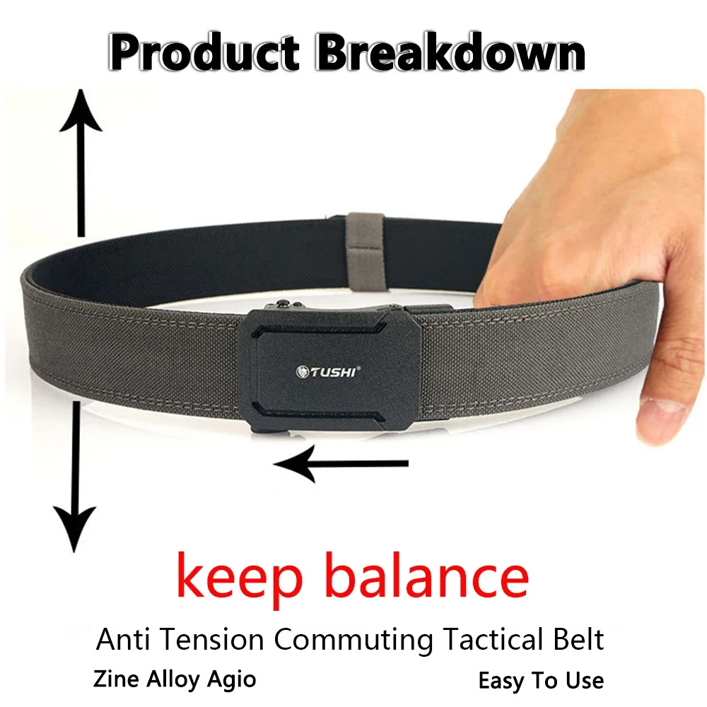 TUSHI, nuevo cinturón militar para hombres, hebilla automática de Metal de nailon resistente, cinturón de servicio policial, faja táctica para exteriores, accesorios IPSC - imagen 4