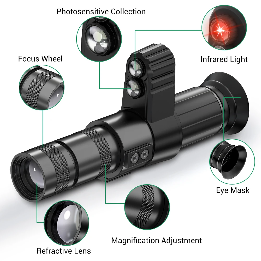 Mira telescópica para Rifle de visión nocturna con cursor cruzado óptico, telescopio Monocular IR, dispositivo de visión nocturna infrarroja para caza - imagen 2