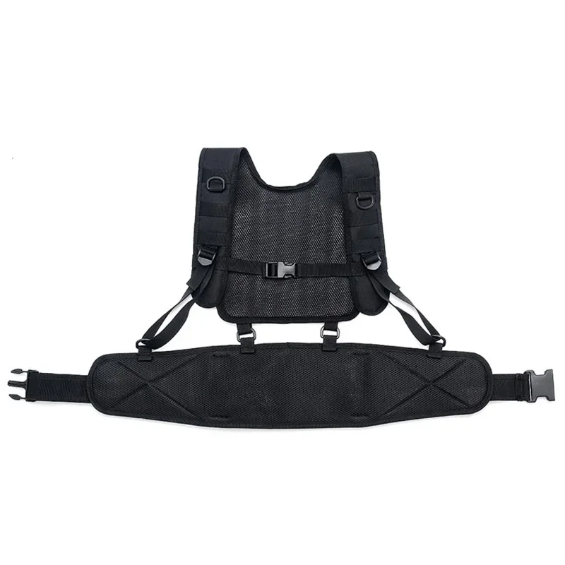 Chaleco táctico Molle negro, cinturón de batalla de cintura extraíble, cinturón acolchado, arnés con tirantes, chalecos de aparejo de pecho para caza Airsoft - imagen 4