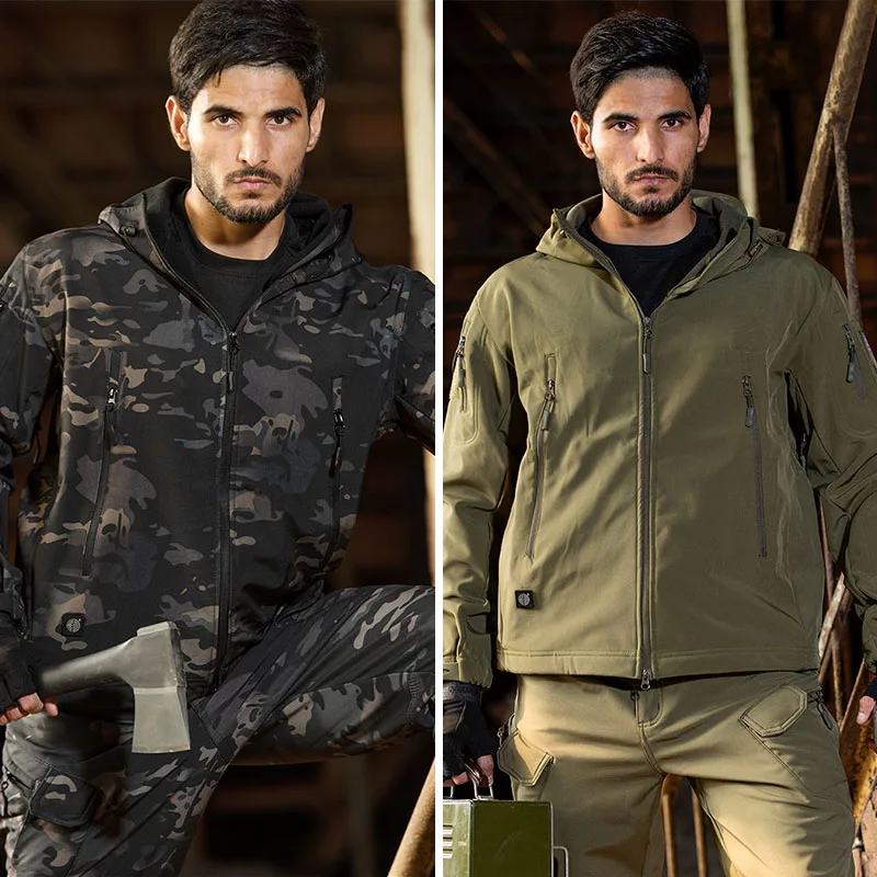 Conjuntos de camuflaje militar para hombre, chaquetas tácticas de concha suave y cálida, pantalones impermeables a prueba de viento para exteriores, trajes de piloto de vuelo del ejército, Invierno - imagen 2
