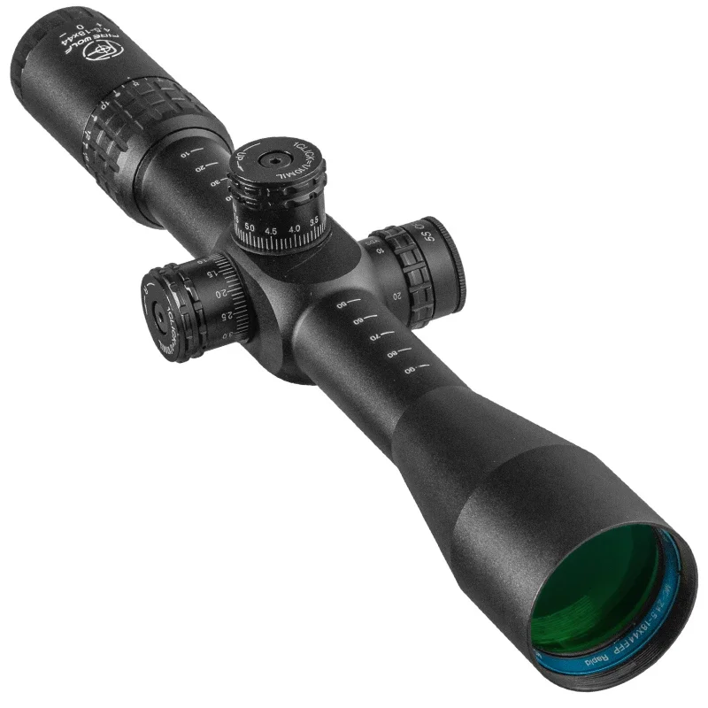 FIRE WOLF 4,5-18X44 FFP táctico óptico Rifle alcance ajustable rojo verde caza Riflescope retícula de vidrio volante grande torretas - imagen 2
