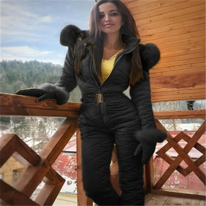 Oulylan-Mono de esquí de una pieza para mujer, traje grueso y cálido para Snowboard, conjunto de pantalones de esquí para deportes al aire libre, traje de esquí con cremallera, Invierno - imagen 5