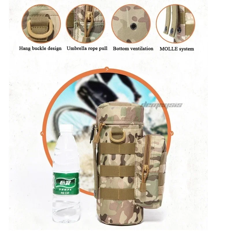 Bolsa táctica para botella de agua Molle, bolsas de cintura para hervidor de agua Airsoft, caza, escalada, senderismo, bolsa para botella de agua al aire libre - imagen 5