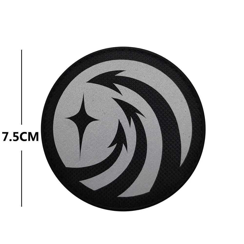 Tela reflectante con estampado de moral para ropa, brazalete con patrón de arte SCP, base cortada con láser, parches de gancho y bucle para mochila - imagen 4