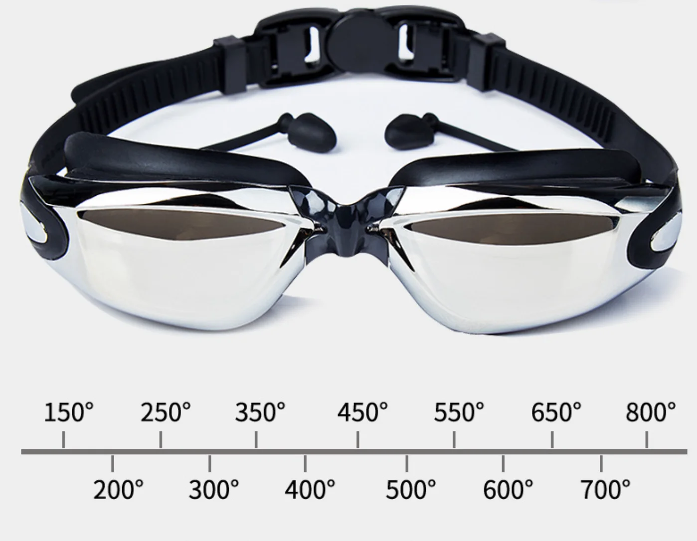 Gafas de natación HD, tapones para los oídos galvanizados de una pieza, impermeables, antivaho, planas, para miopía - imagen 5