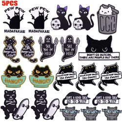 Parche bordado gato negro para planchar - Insignia DIY para ropa
