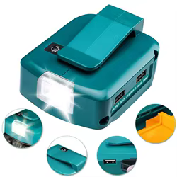Adaptador foco LED Makita 18V con USB dual – Linterna trabajo
