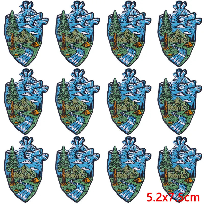 Parche de Camping al aire libre, parches para planchar para ropa, parches bordados en la naturaleza, parche Fusible para ropa, 10 Uds./lote - imagen 5