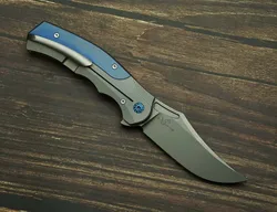 Cuchillo plegable táctico LEMIFSHE hoja M390 mango titanio