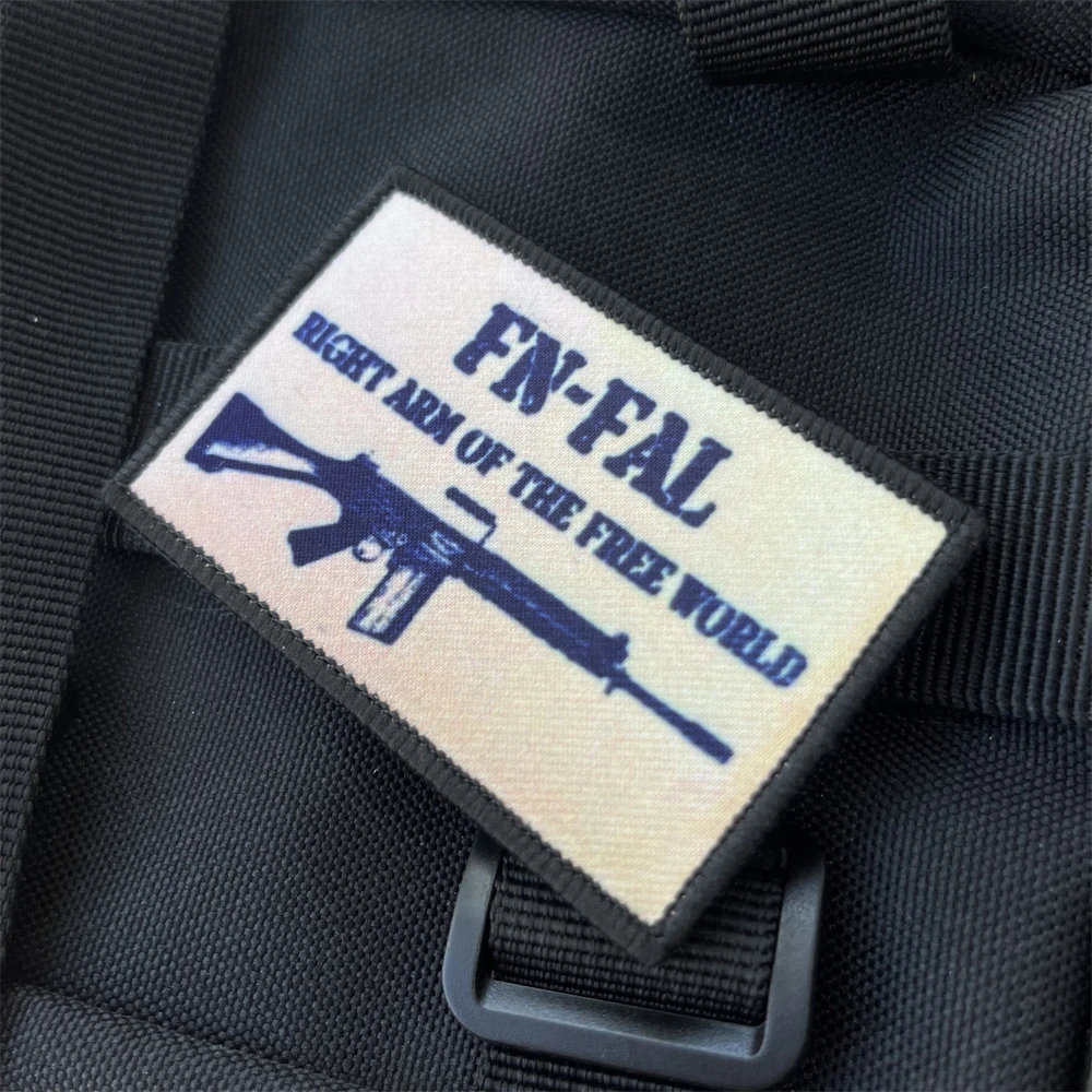 FN FAL-Parches de insignia de Moral del brazo derecho del mundo libre, brazalete táctico del ejército militar, pegatina de mochila con estampado de gancho y bucle - imagen 2