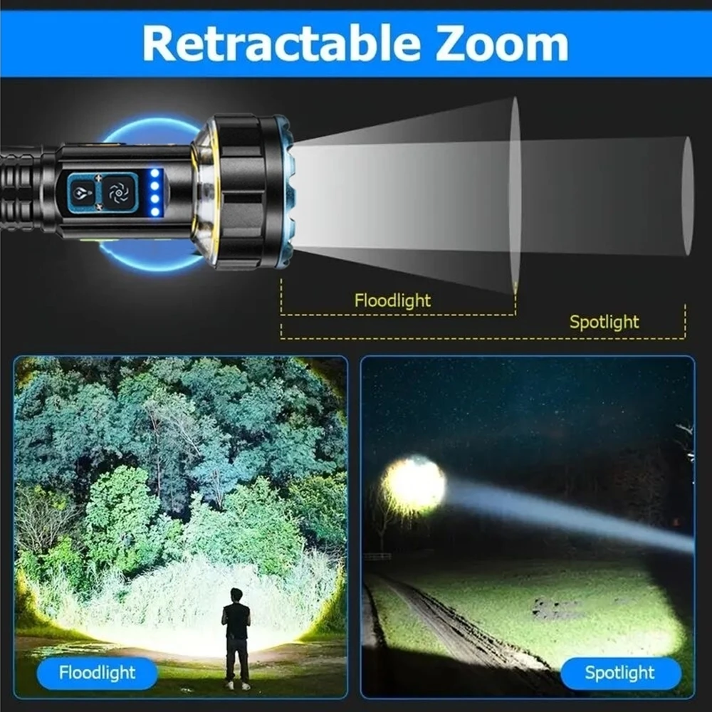 30W 1 + 8LED linterna de haz de luz USB recargable al aire libre COB Camping senderismo caza pesca escalada aventura antorcha de alta potencia - imagen 3