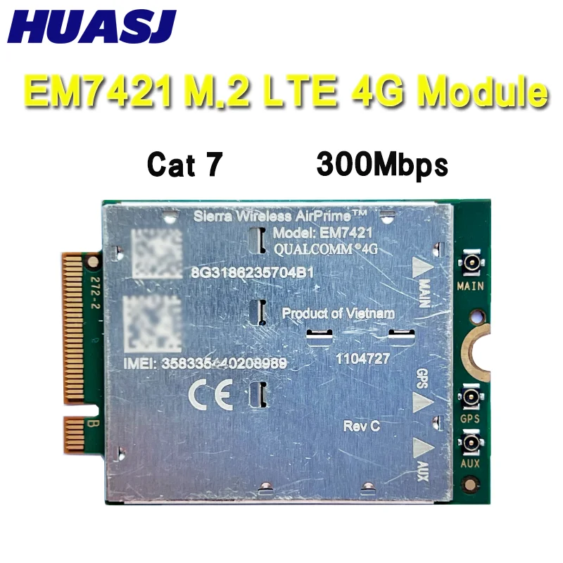 EM7421 LTE 4G M.2 Módulo Cat7 Velocidad de 300 Mbps para bandas LTE en EMEA y Asia Pacífico