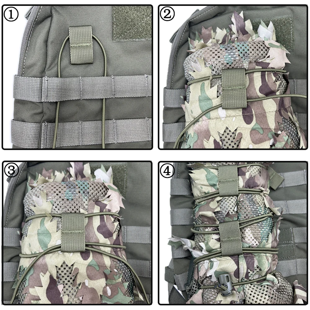 Kit de cuerda elástica táctica, almacenamiento de artículos de tiras, correas Molle, bandera, red de camuflaje, cierre fijo para chaleco MOLLE, mochila de caza - imagen 4