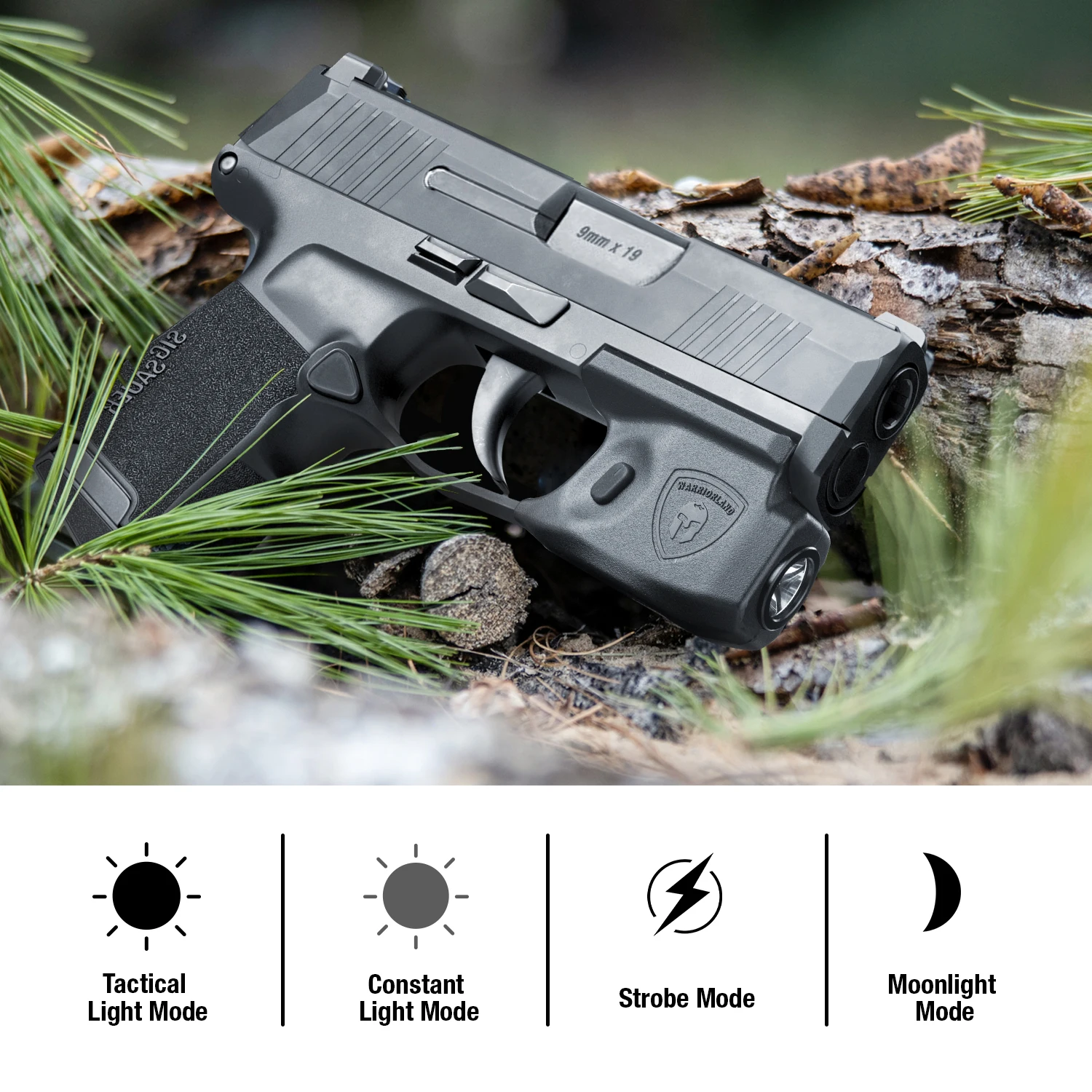 Para pistola Sig Sauer P365 Sig P365XL / P365 SAS, Mini luz táctica montada en riel Warriorland, linterna de caza derecha y funda - imagen 5