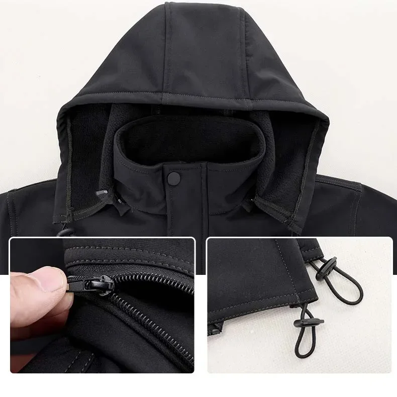 Chaqueta táctica de forro polar Softshell para hombre, chaqueta impermeable para hombre, rompevientos, chaqueta de senderismo con capucha, chándal de traje táctico para hombre, Invierno - imagen 5