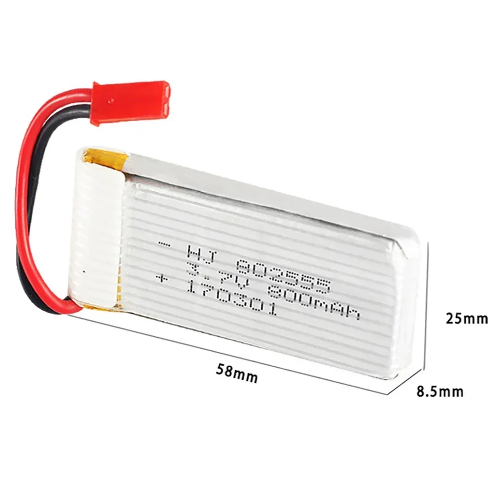 Batería Lipo de 3,7 V, 800mAh, 802555, 25C, enchufe JST para Syma X54HC, X54HW, X56W, TK110HW, JXD509, 509W, 509G, V686, H12C, piezas de repuesto para Dron teledirigido - imagen 3