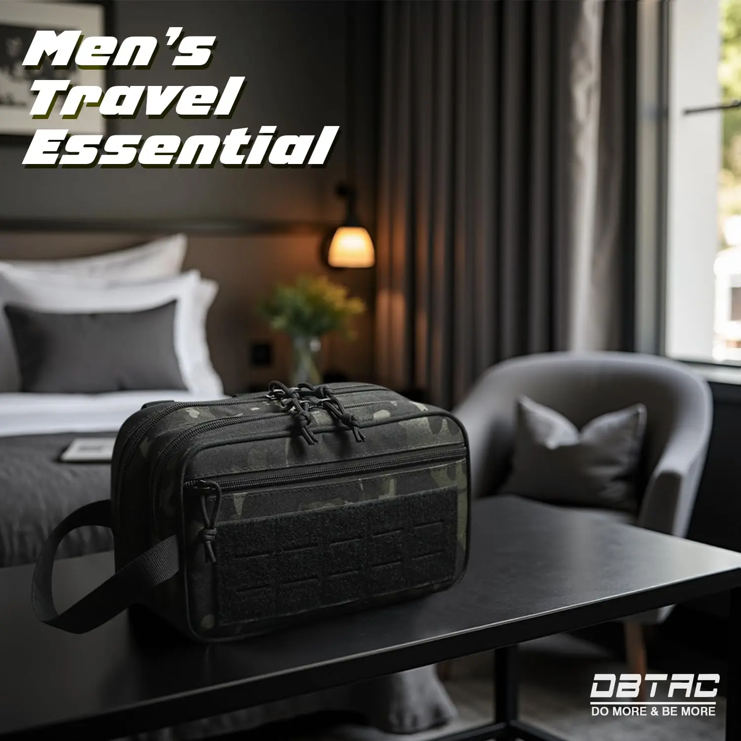 Neceser táctico para hombre, bolsa de higiene separada en seco y húmedo, Kit de afeitado Dopp pequeño y compacto, bolsas Molle, bolsas de ducha de viaje EDC - imagen 2