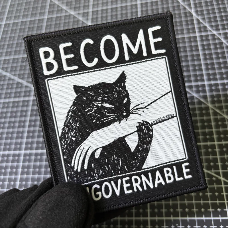 Parche táctico Velcro gato mordaz, insignia moral para mochila - imagen 5