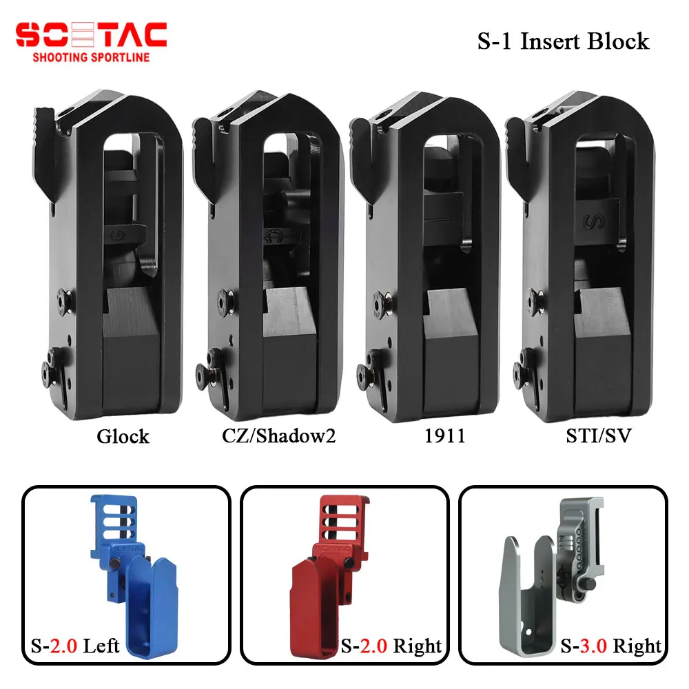 IPSC USPSA Shooting Race Gun Master Gen 2/3 funda de aluminio S1 pieza de montaje de bloque de inserción para SV STI Glock CZ Shadow2 1911