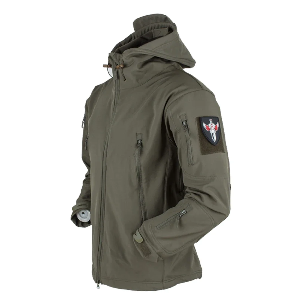 Chaqueta táctica impermeable de piel de tiburón para hombre, abrigo con capucha de piloto de vuelo, chaqueta de bombardero de campo, ropa de concha suave, a prueba de viento - imagen 2