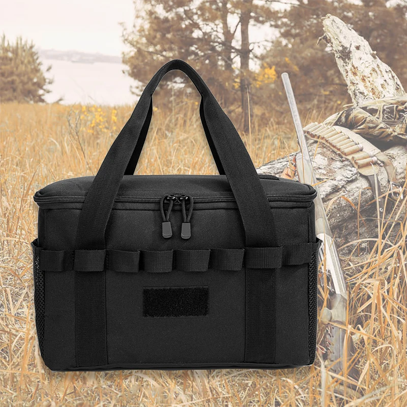 Bolsa de almacenamiento para rango de pistola, sistema Molle, accesorio de caza al aire libre, estuche táctico de nailon para pistola, herramienta para pistola, paquete de hombro, francotirador negro - imagen 2