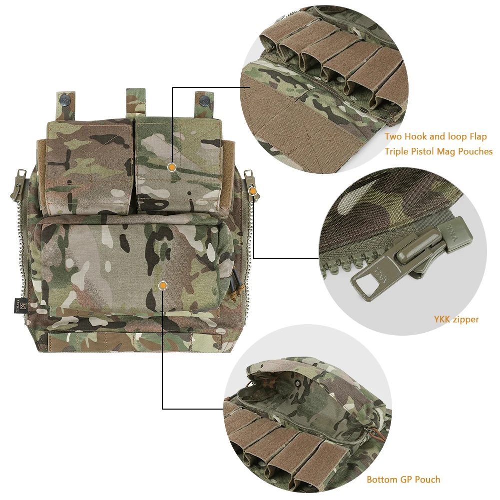KRYDEX-bolsa táctica con cremallera, portador de placa, mochila, bolsa para CPC NCPC AVS JPC2.0, accesorios para chaleco Airsoft de caza - imagen 4