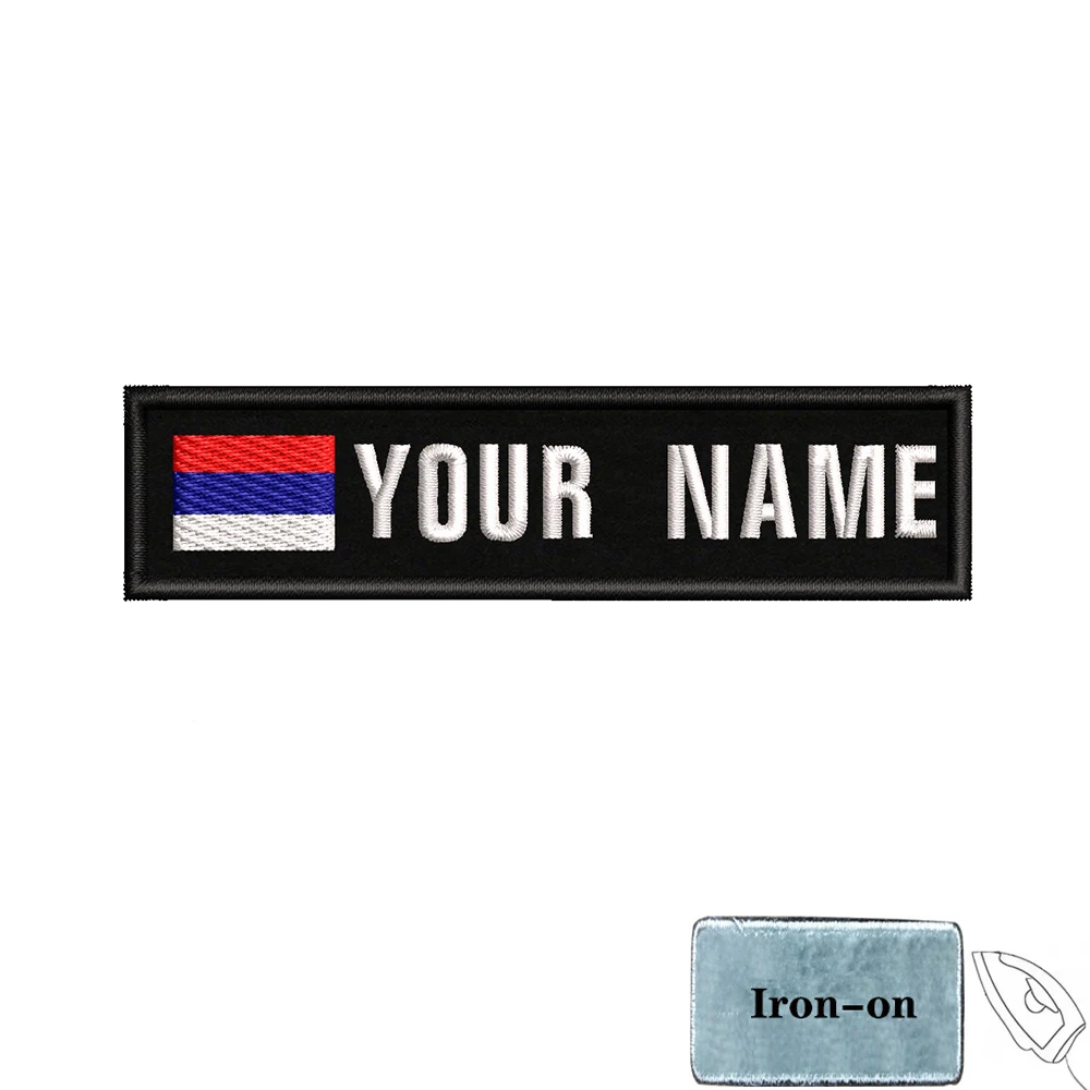 Parche de bandera con nombre personalizado, insignia de rayas, brazalete con bucle de hierro o gancho, Alemania, Luxemburgo, Armenia, Serbia, Singapur, 10cm x 2,5 cm, 1 ud. - imagen 4