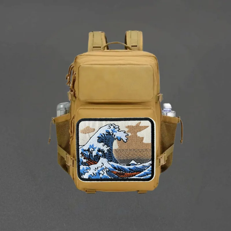 Parche bordado "Sea Wave", chaleco táctico, sombreros con gancho y bucle, insignia de moral, mochila, pegatinas decorativas, parches para brazalete para ropa